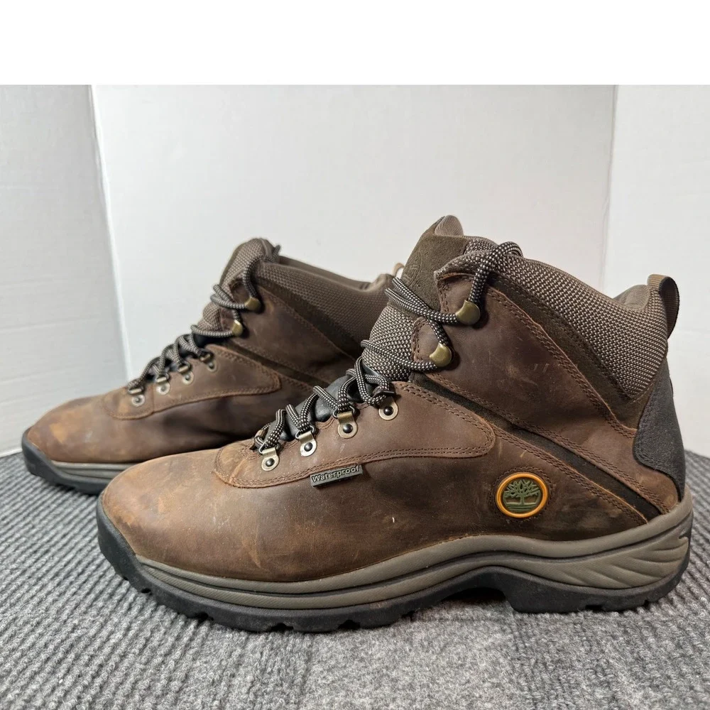 Timberland White Ledge Waterproof Hiking Boots Mens 15W Brown Leather A5546